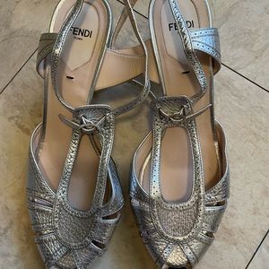 FENDI silver heels